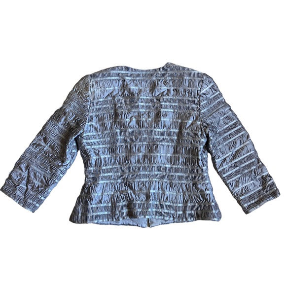 Carmen Marc Valvo Collection SILVER Grey Satin Zip Jacket Woman Size 10 - Picture 3 of 5